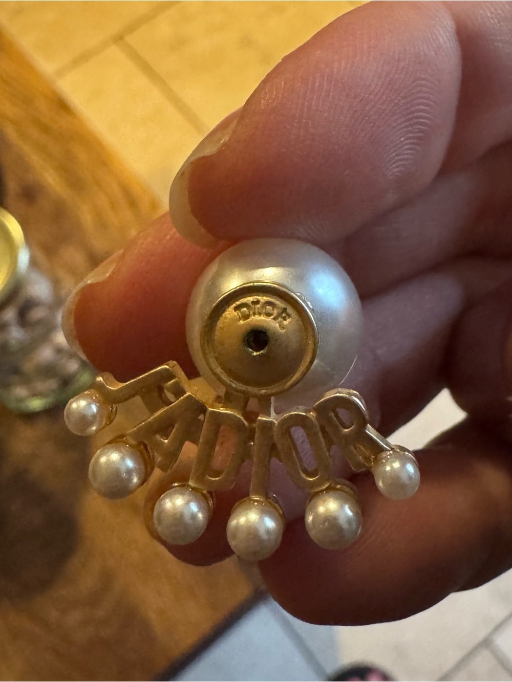 DIOR earring jackets faux pearl - Picture 2 of 4